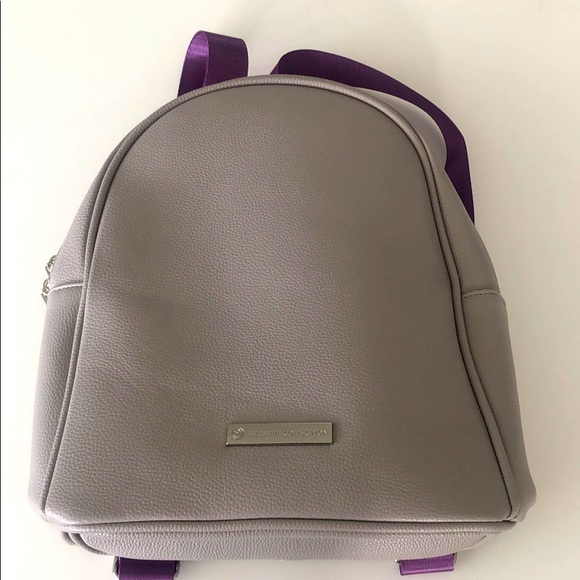 grey faux leather backpack